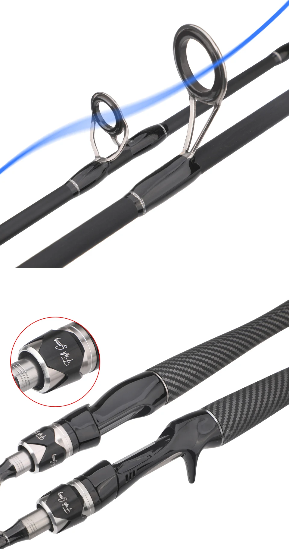 ROLLFISH Power M Spinning Casting Fishing Rods Freshwater Saltwater Carbon Lure Fishing Rod Bass Fishing Fast Action 1.8-2.7M