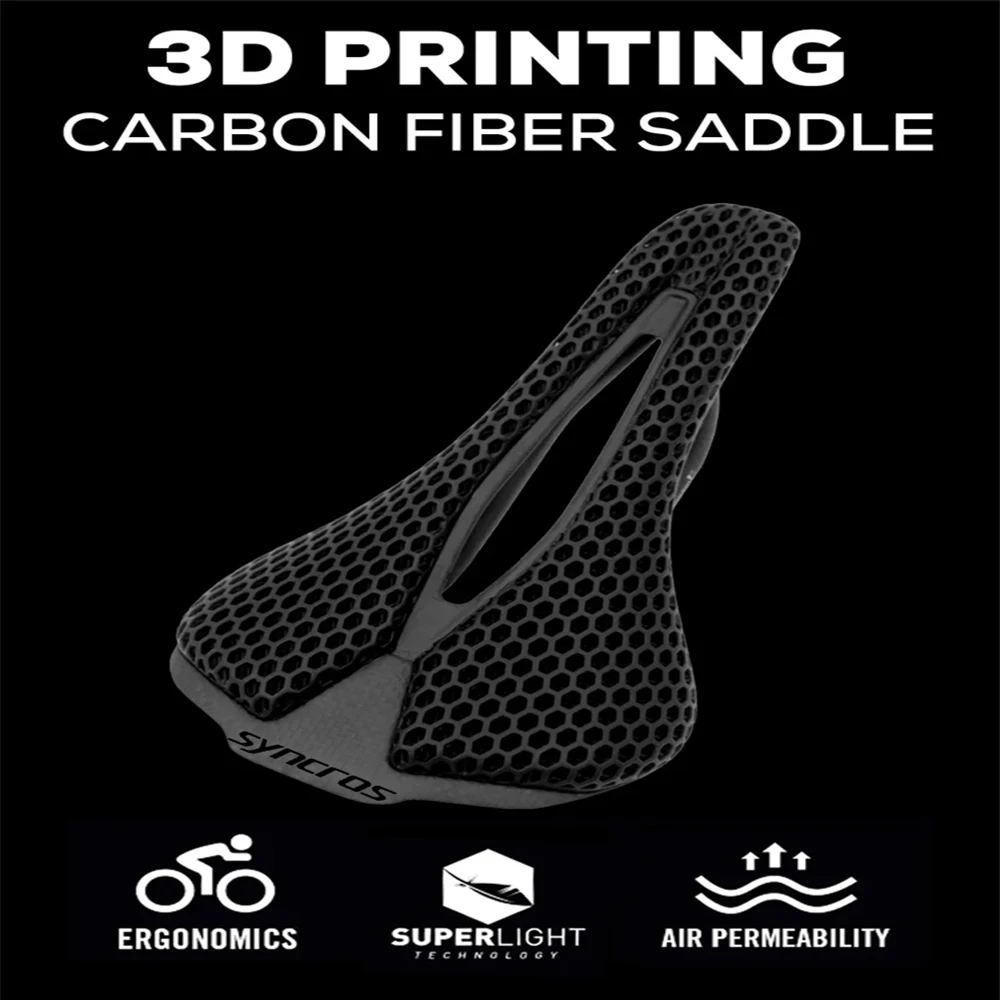 SYNCROS Bicycle Saddle Waterproof Material TPU 3D Printing Comfortable Breathable MTB Road Bike Cycling Seat Carbon Saddle