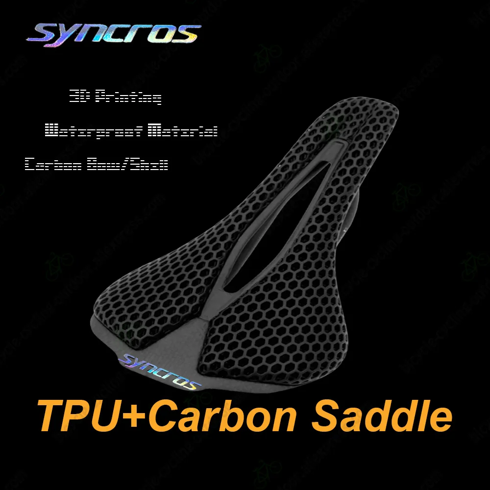 SYNCROS Bicycle Saddle Waterproof Material TPU 3D Printing Comfortable Breathable MTB Road Bike Cycling Seat Carbon Saddle