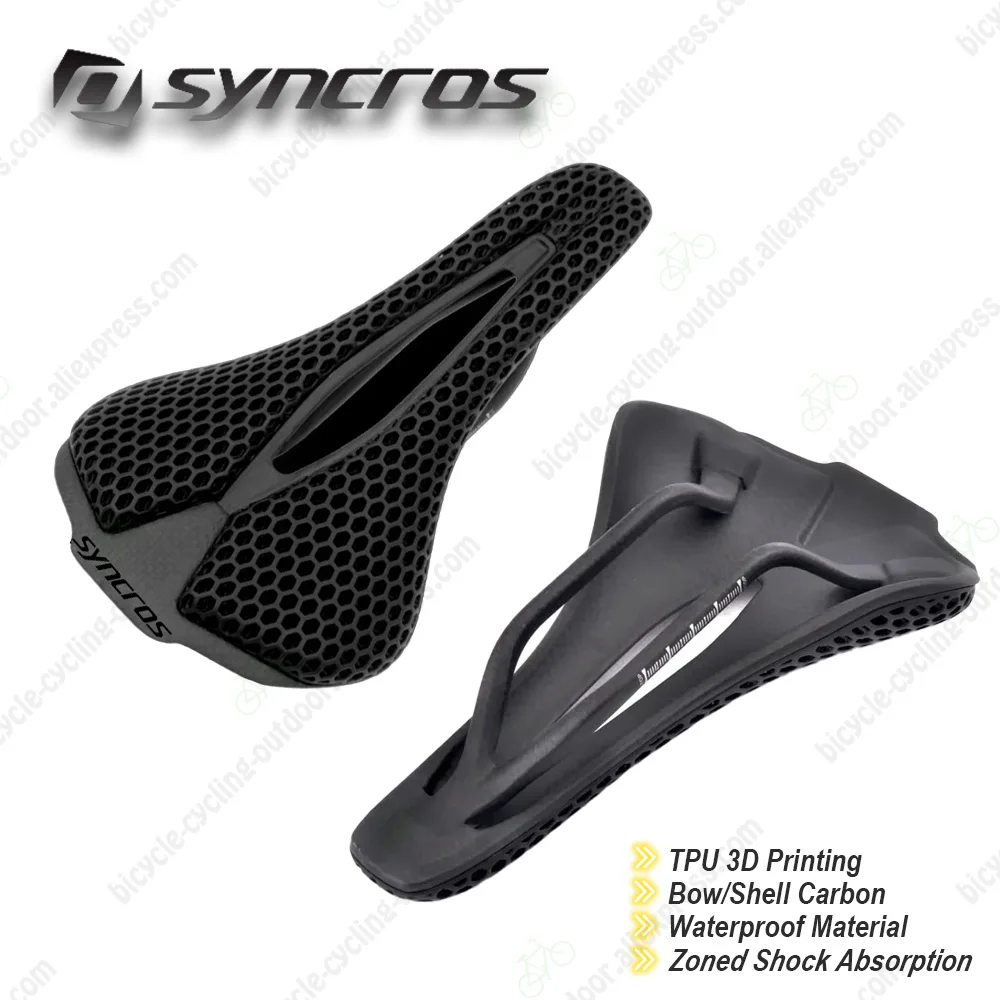 SYNCROS Bicycle Saddle Waterproof Material TPU 3D Printing Comfortable Breathable MTB Road Bike Cycling Seat Carbon Saddle