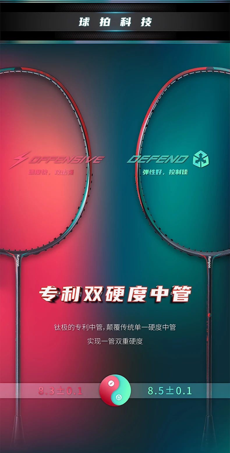 New Kumpoo Taiji II Badminton Racket Super Lightweight All-carbon Fiber Badminton Racquet with Gift
