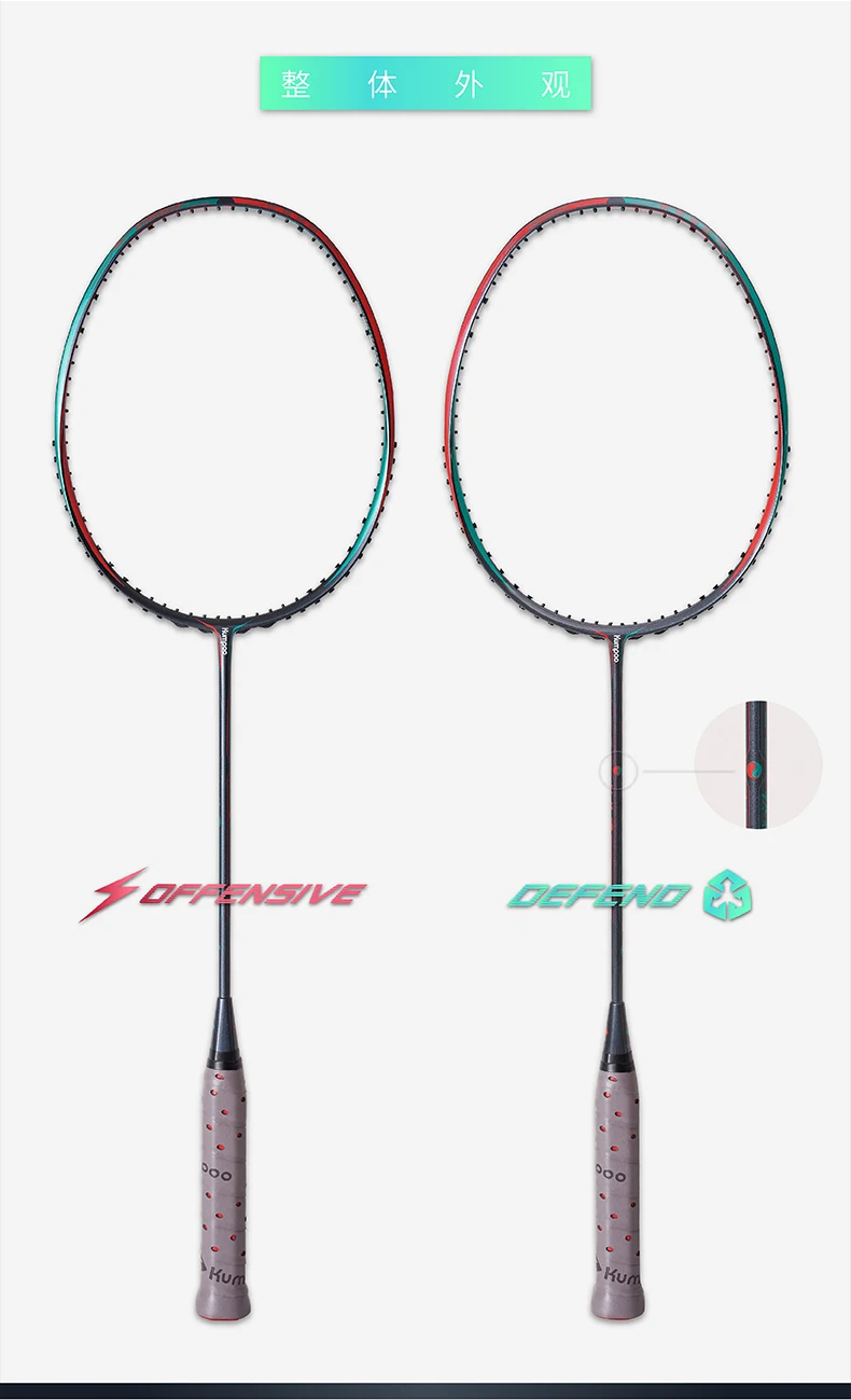 New Kumpoo Taiji II Badminton Racket Super Lightweight All-carbon Fiber Badminton Racquet with Gift