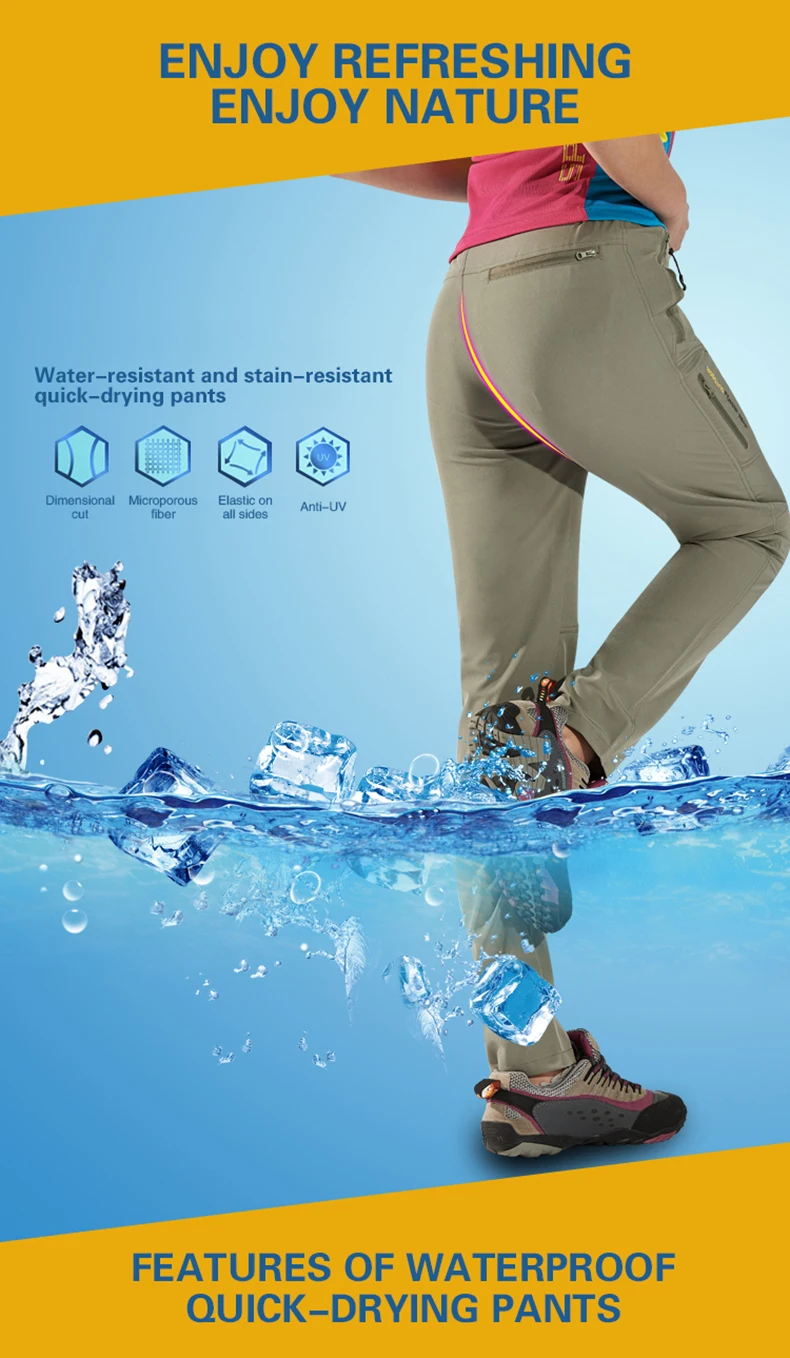 LNGXO Waterproof Hiking Pants Women Trekking Camping Climbing Running Outdoor Pants Quick Dry Stretch Breathable Thin Trousers