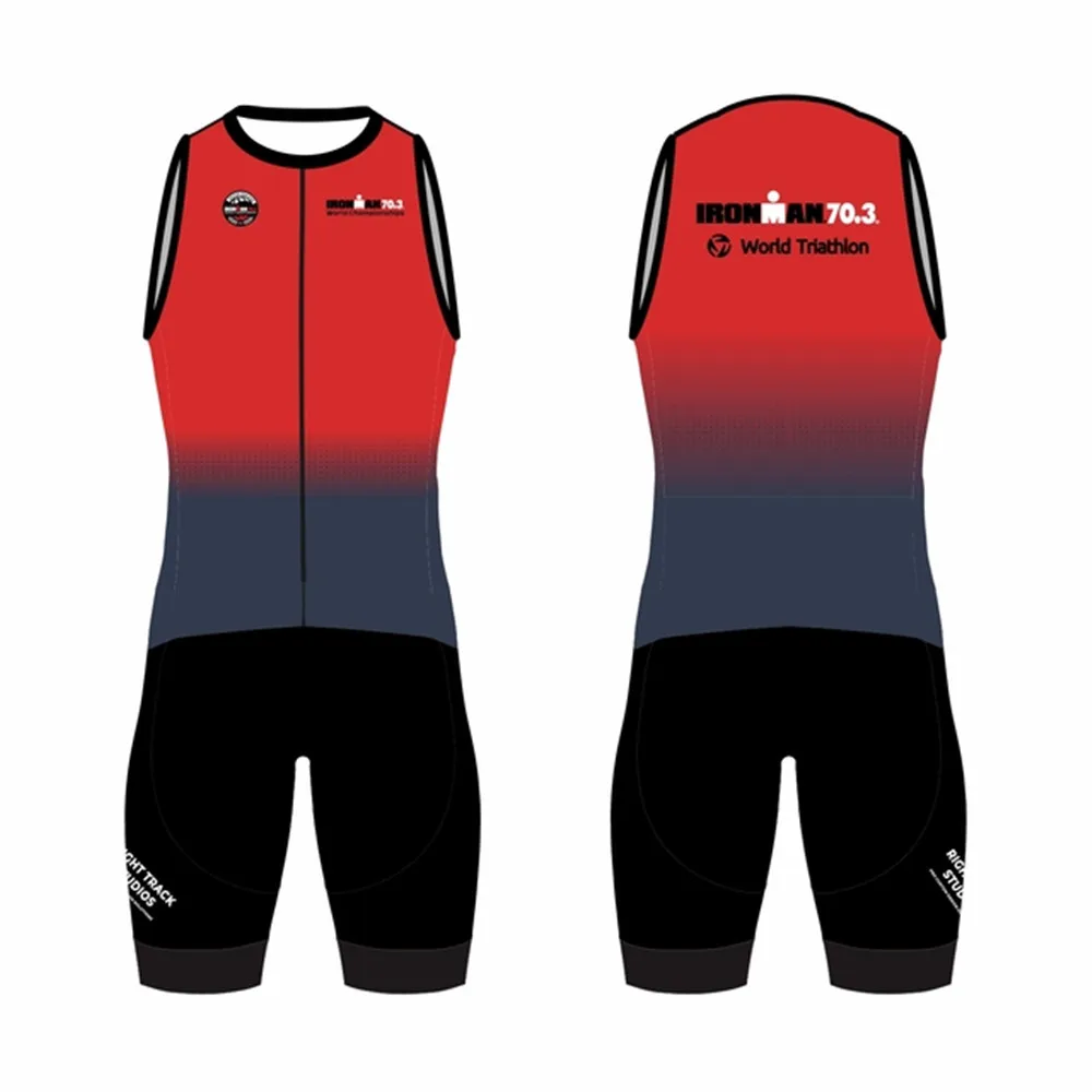 Men's Summer Triathlon Race Suit Sleeveless Tri Suit One-Piece Sportswear Swimming/Running/Cycling Skinsuit Performance Jumpsuit