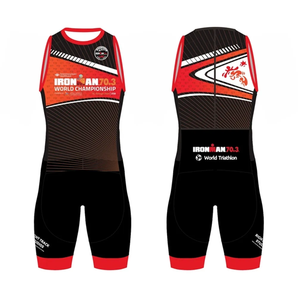 Men's Summer Triathlon Race Suit Sleeveless Tri Suit One-Piece Sportswear Swimming/Running/Cycling Skinsuit Performance Jumpsuit