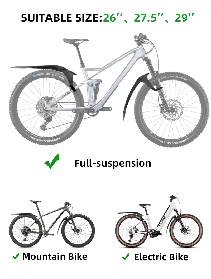 RBRL Mudguard MTB Set Durable Innovative Mudguard PP Soft Plastic Mountain Bike Fender Bicycle Wings 28 Inch Cycling Accessories