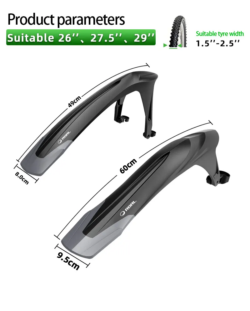 RBRL Mudguard MTB Set Durable Innovative Mudguard PP Soft Plastic Mountain Bike Fender Bicycle Wings 28 Inch Cycling Accessories