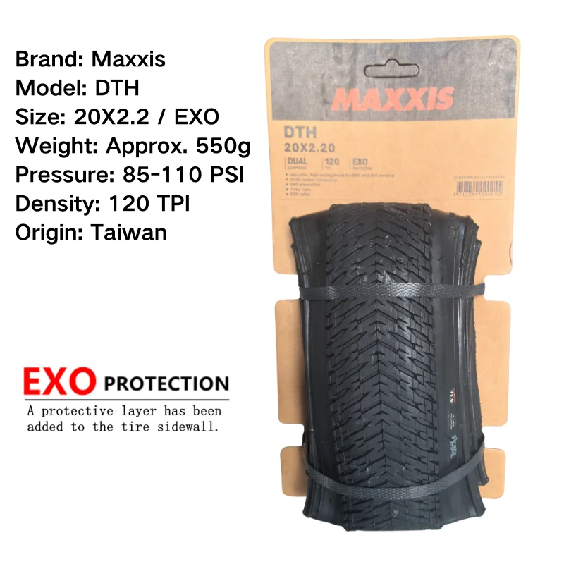 MAXXIS DTH(M147P) 26x2.3 26x2.15 20X1.75 Bicycle Tire MTB Mountain Bikes, EXO Full black and deep skin edge