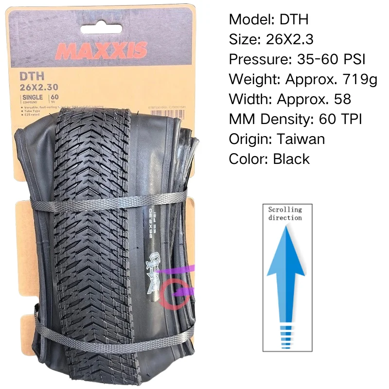MAXXIS DTH(M147P) 26x2.3 26x2.15 20X1.75 Bicycle Tire MTB Mountain Bikes, EXO Full black and deep skin edge