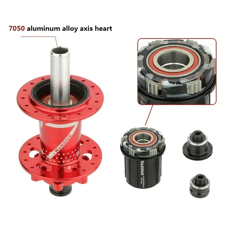 HASSNS Pro 7 36h Rear Hub Bearing 36Holes Freehub MTB Bike 32H Rear Hub for Four Palin 7-12Speed Noisy Cube Bicycle 6 Pawl Hubs