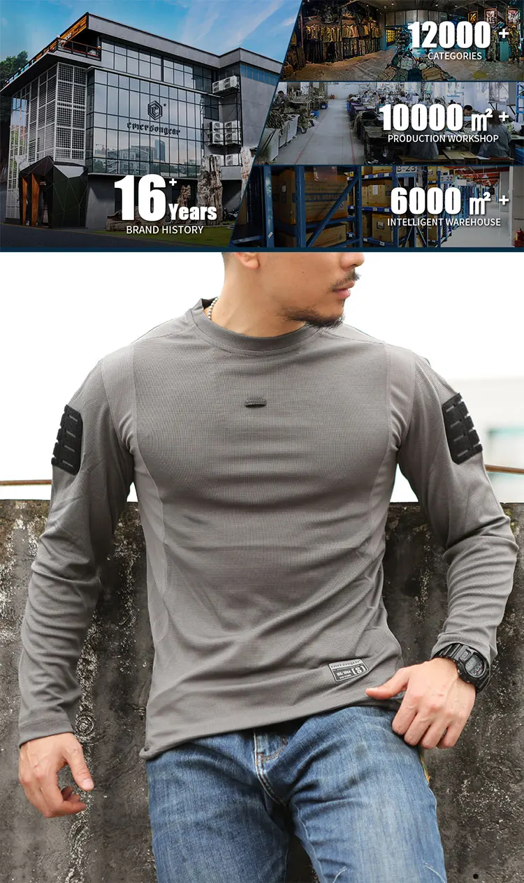Emersongear UMP Frogmen T-Shirt Men Fitness Sport Long Sleeve Hunting Climbing Shirt Camping Breathable Clothes EM9541