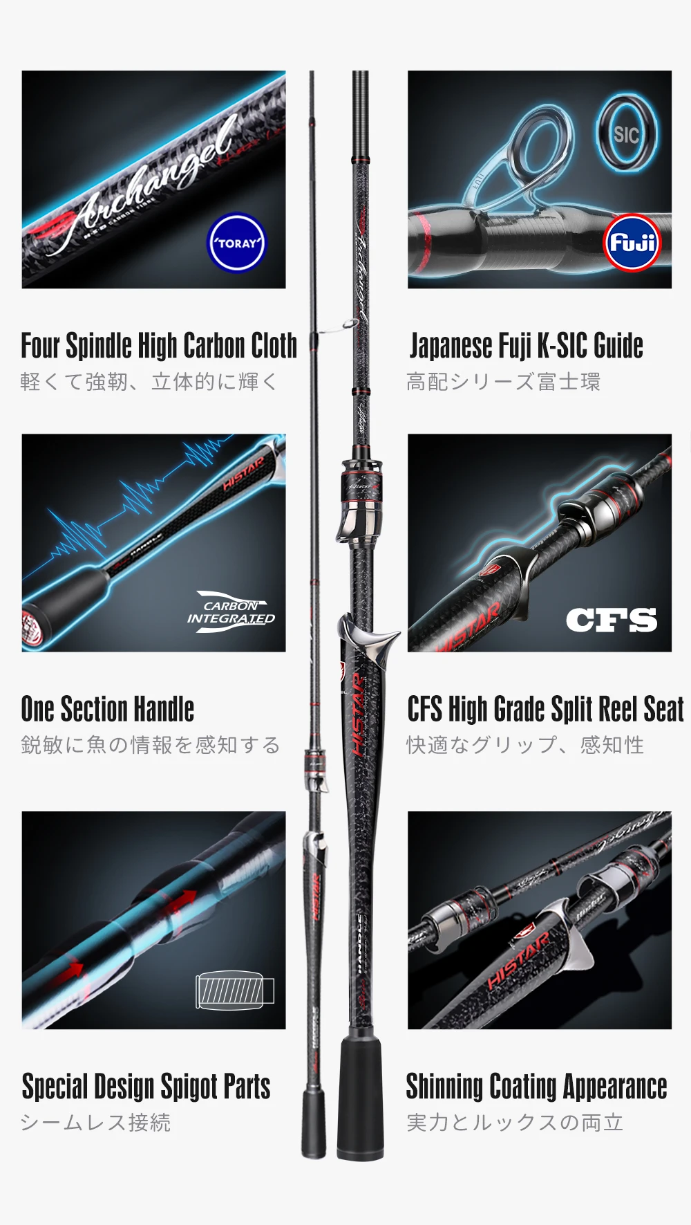 HASIDA Archangel Rod Combo Organic Whole Handle Ultra Grade High Carbon Fuji K SIC Guide Fishing Pole & Spin Baitcast Wheel Set