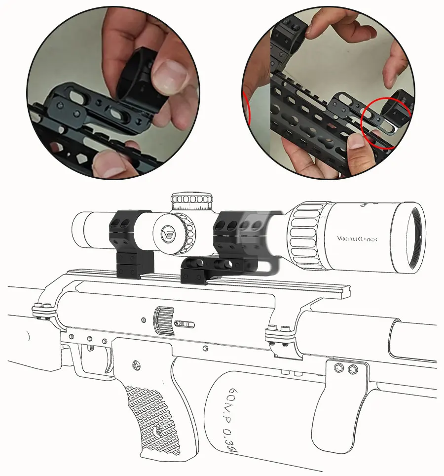 Vector Optics 30mm 1.25in Cantilever Dovetail Picatinny Weaver Rail Hunting Rifle Scope Mounts Ring Aluminum Alloy 2Pcs