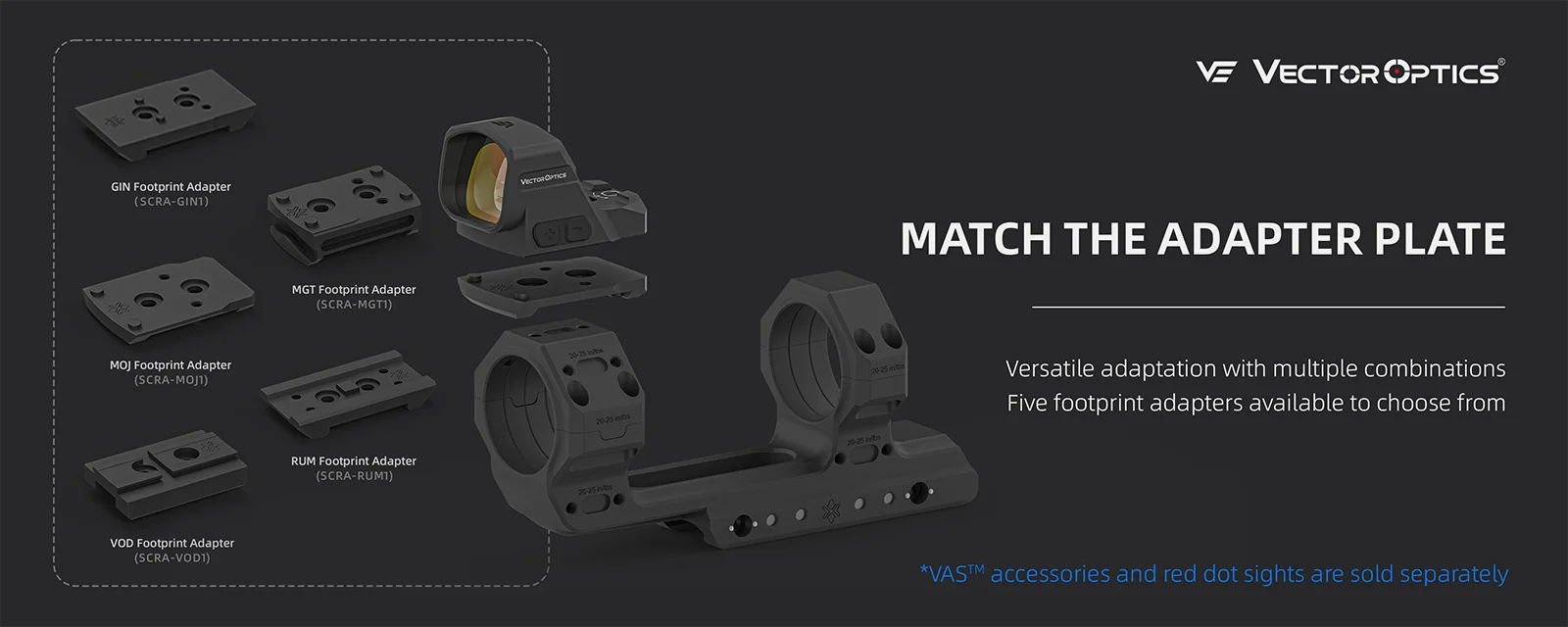 Vector Optics 30mm 1.25in Cantilever Dovetail Picatinny Weaver Rail Hunting Rifle Scope Mounts Ring Aluminum Alloy 2Pcs