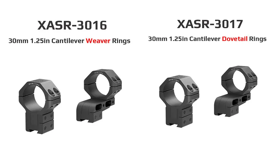 Vector Optics 30mm 1.25in Cantilever Dovetail Picatinny Weaver Rail Hunting Rifle Scope Mounts Ring Aluminum Alloy 2Pcs