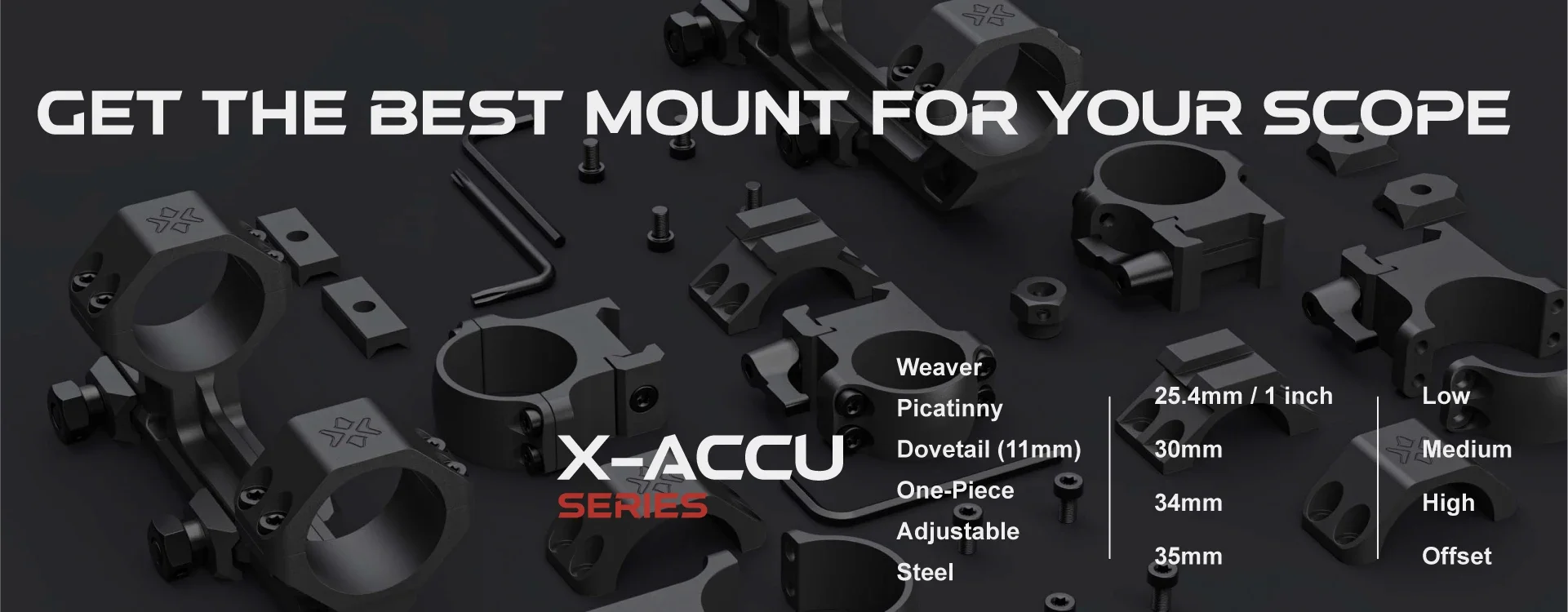 Vector Optics 30mm 1.25in Cantilever Dovetail Picatinny Weaver Rail Hunting Rifle Scope Mounts Ring Aluminum Alloy 2Pcs