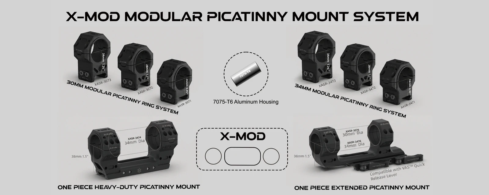 Vector Optics 30mm 1.25in Cantilever Dovetail Picatinny Weaver Rail Hunting Rifle Scope Mounts Ring Aluminum Alloy 2Pcs