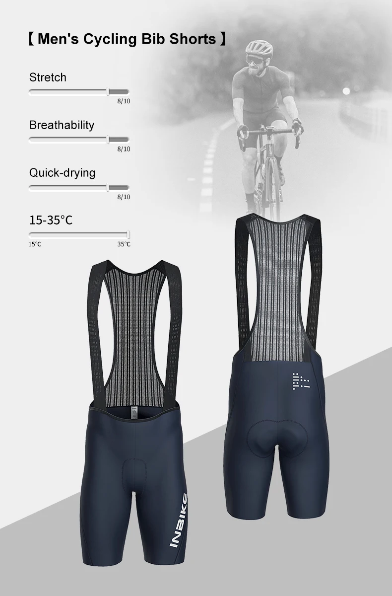 INBIKE Men's MTB Cycling Bib Shorts Bike Riding Pants Man Professional Bicycle Shorts for Men Road Bike Mountain Cycling Clothes