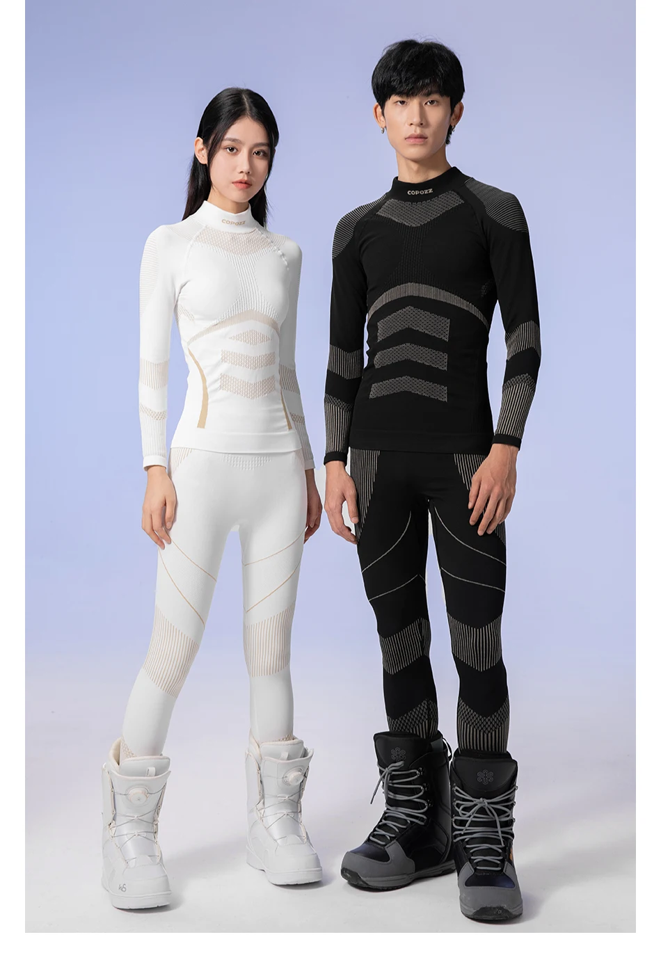 COPOZZ Women Men 3A Antimicrobial Ski Thermal Underwear Fitness Workout Gym Snowboard Sport Pressure Supports Warm Long Johns