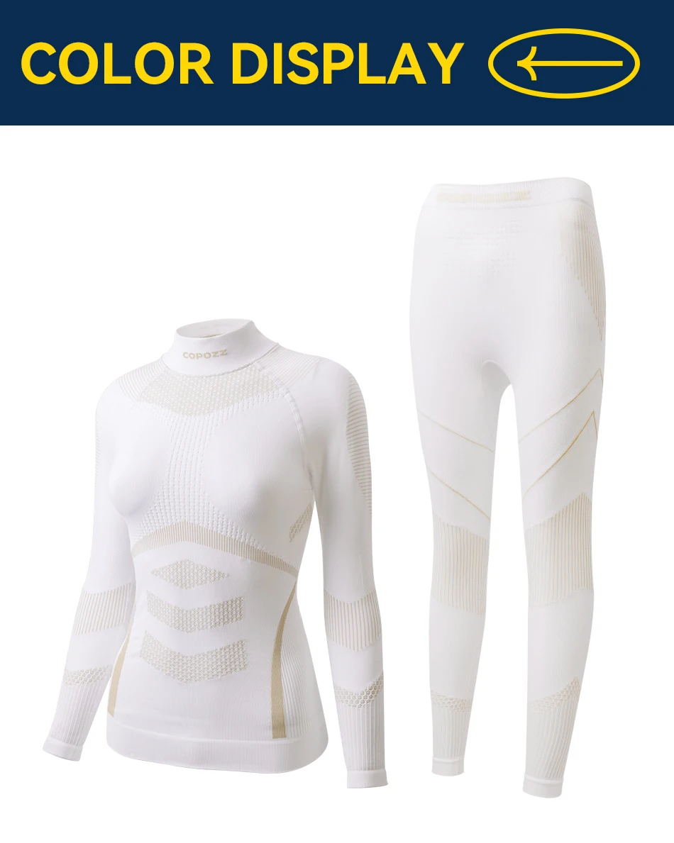 COPOZZ Women Men 3A Antimicrobial Ski Thermal Underwear Fitness Workout Gym Snowboard Sport Pressure Supports Warm Long Johns