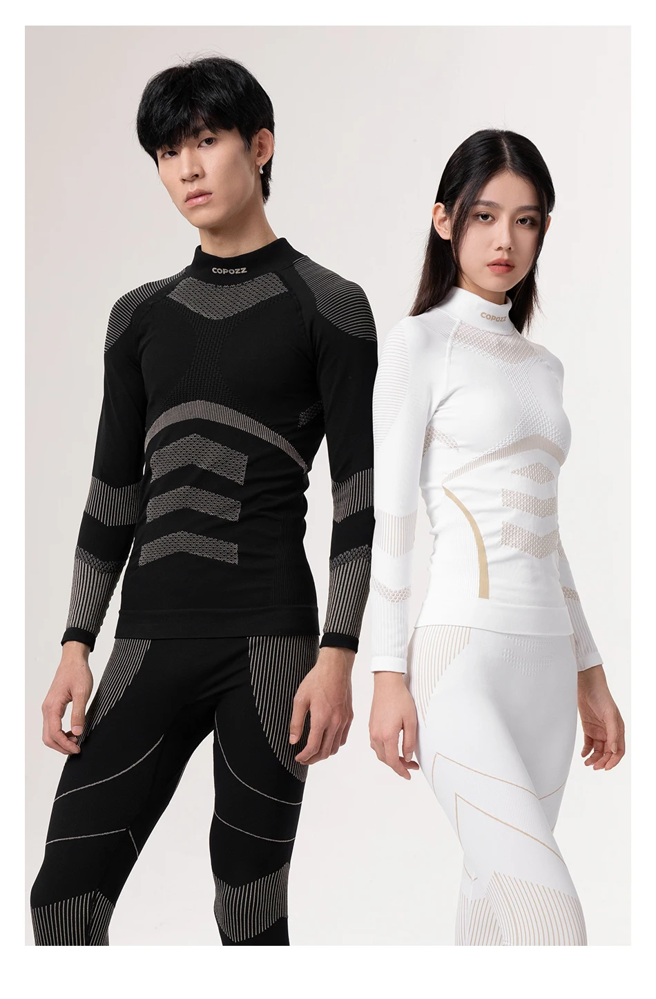 COPOZZ Women Men 3A Antimicrobial Ski Thermal Underwear Fitness Workout Gym Snowboard Sport Pressure Supports Warm Long Johns