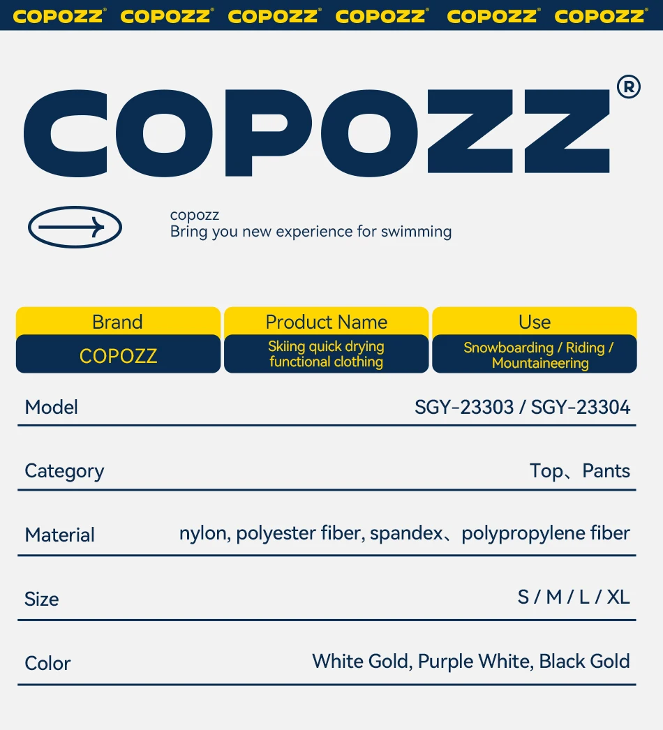 COPOZZ Women Men 3A Antimicrobial Ski Thermal Underwear Fitness Workout Gym Snowboard Sport Pressure Supports Warm Long Johns