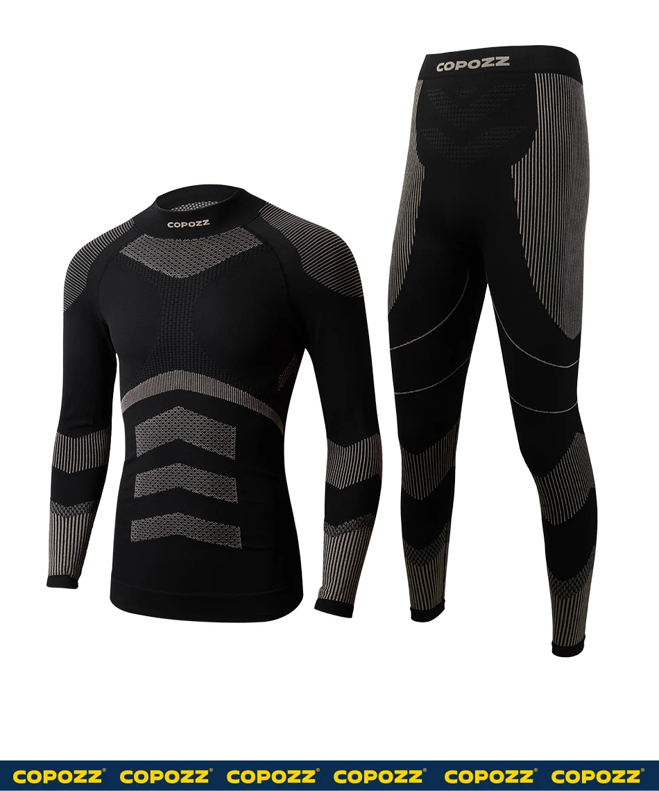 COPOZZ Women Men 3A Antimicrobial Ski Thermal Underwear Fitness Workout Gym Snowboard Sport Pressure Supports Warm Long Johns
