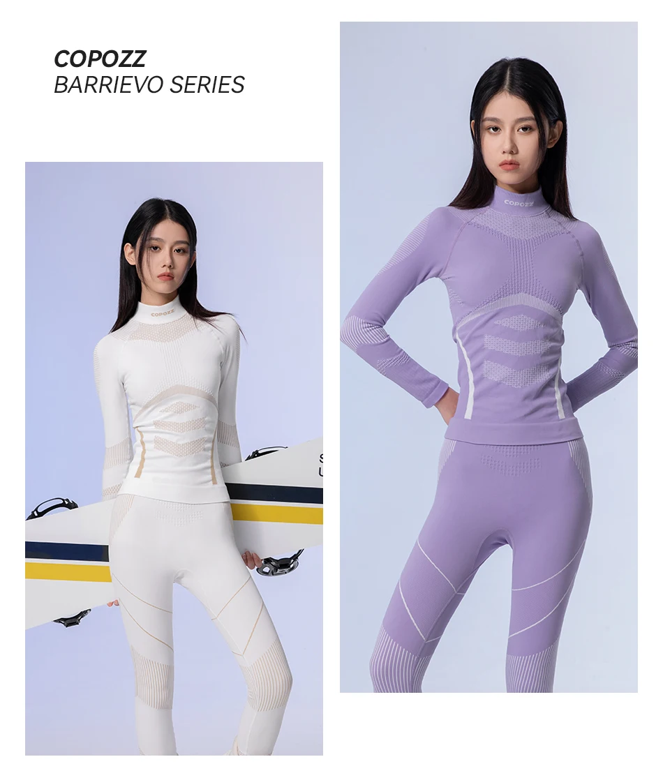 COPOZZ Women Men 3A Antimicrobial Ski Thermal Underwear Fitness Workout Gym Snowboard Sport Pressure Supports Warm Long Johns