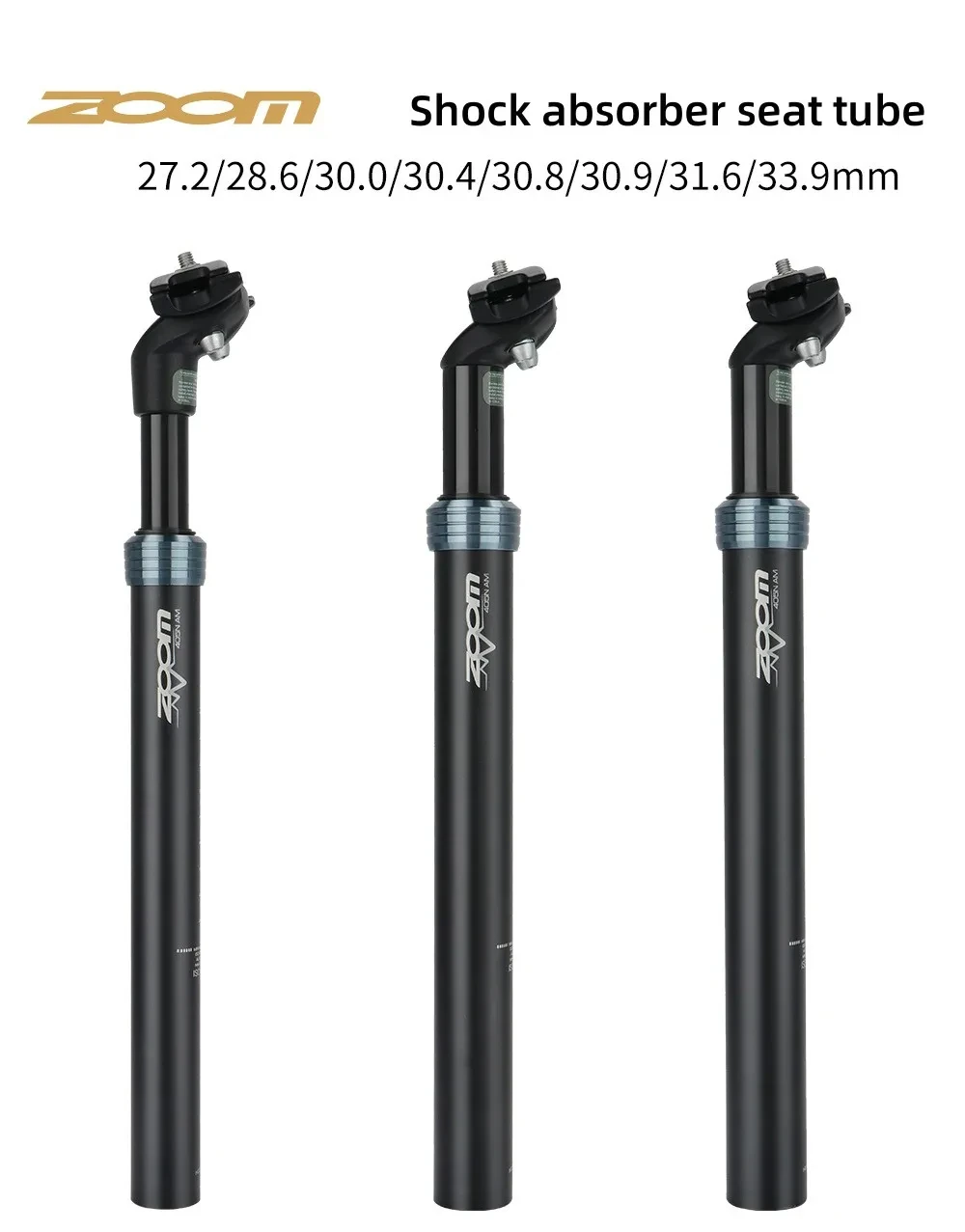 ZOOM Bike Seat Post 27.2/28.6/30.0/30.4/30.9/31.6/33.9mm Mountain bike/Road Bike Seat Post Length 350mm Shock Absorber Seat Post