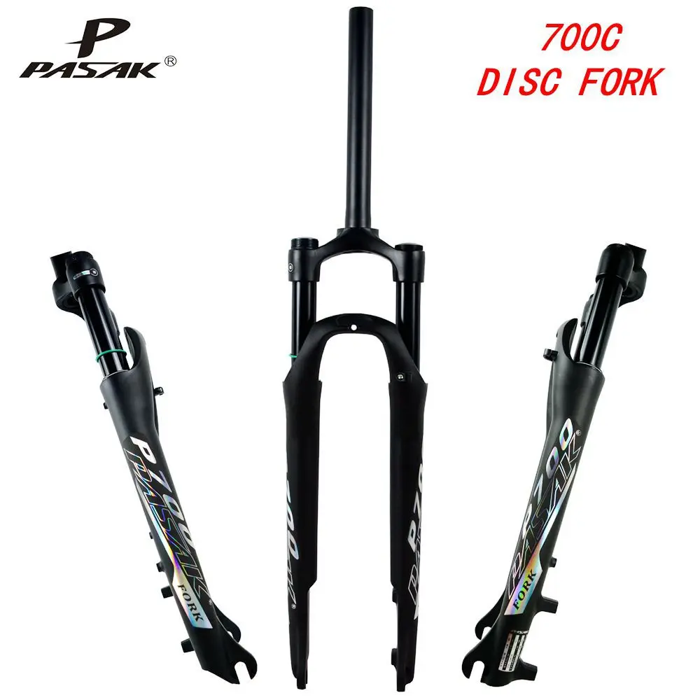 Road Bike Suspension Air Fork, 29 "Disc Brake Dropout, QR 9X100mm, Aluminum and Magnesium Alloy, 700C