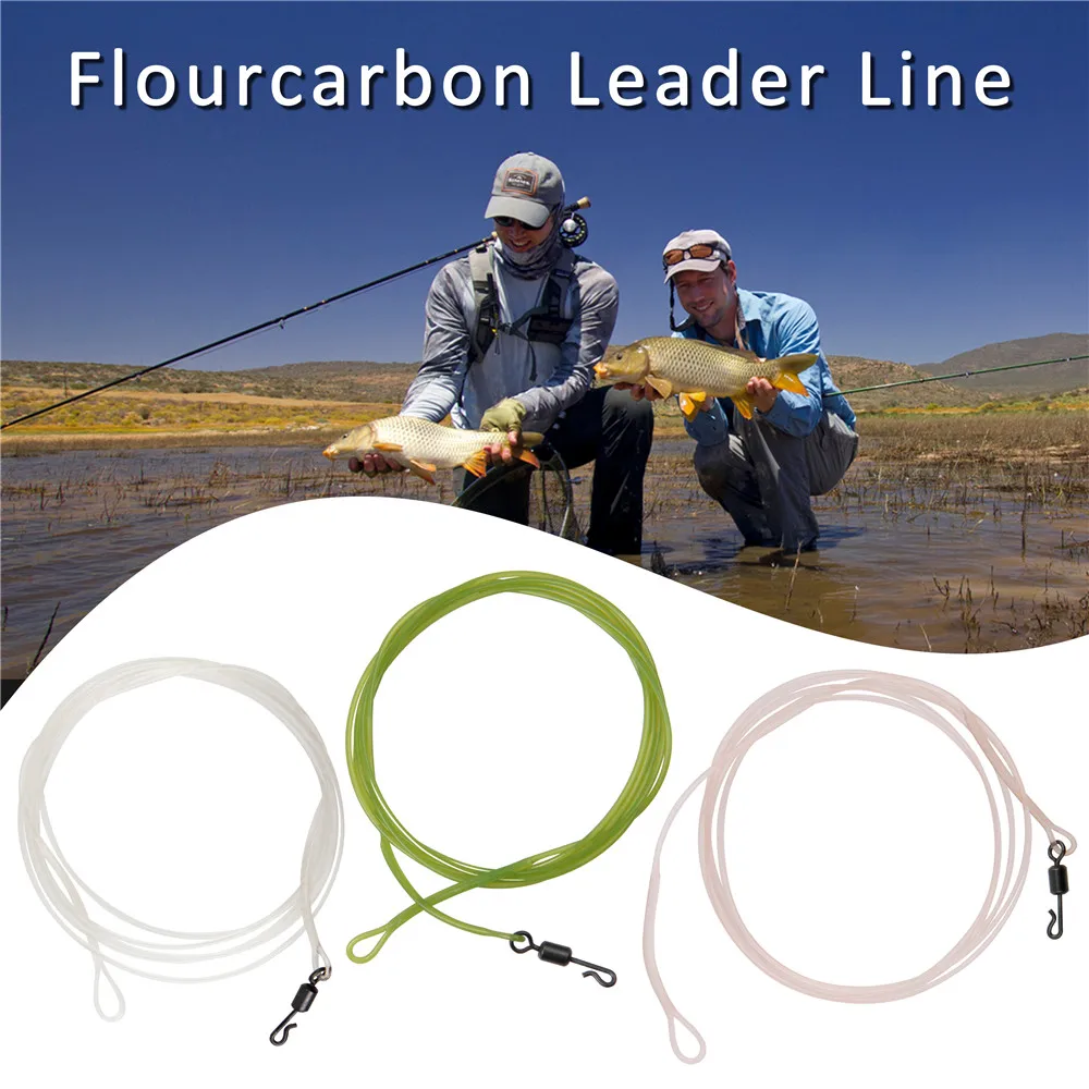10PCS Fluorocarbon Carp Fishing Leader Line 1M 40LB fishing leading rig with Quick Change Swivel wire leader for fishing tackle
