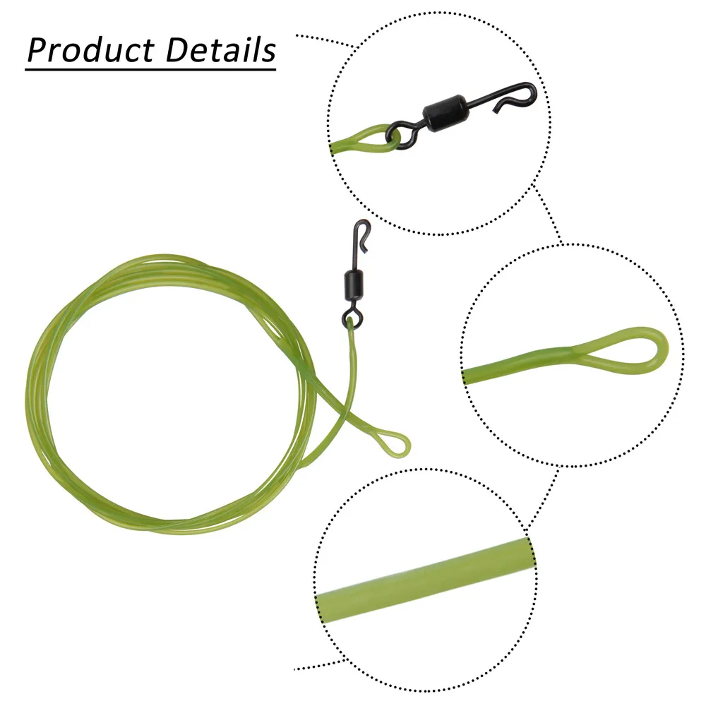 10PCS Fluorocarbon Carp Fishing Leader Line 1M 40LB fishing leading rig with Quick Change Swivel wire leader for fishing tackle