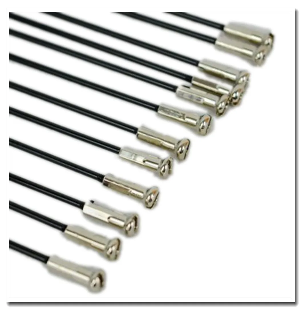 Mtb Bend Flat Spokes 14G Road Bike Wheel Rays 45# Steel 2mm Diameter 3x1.1mm 14mm Copper Cap Nipple J-Bend Spoke Stainless Black