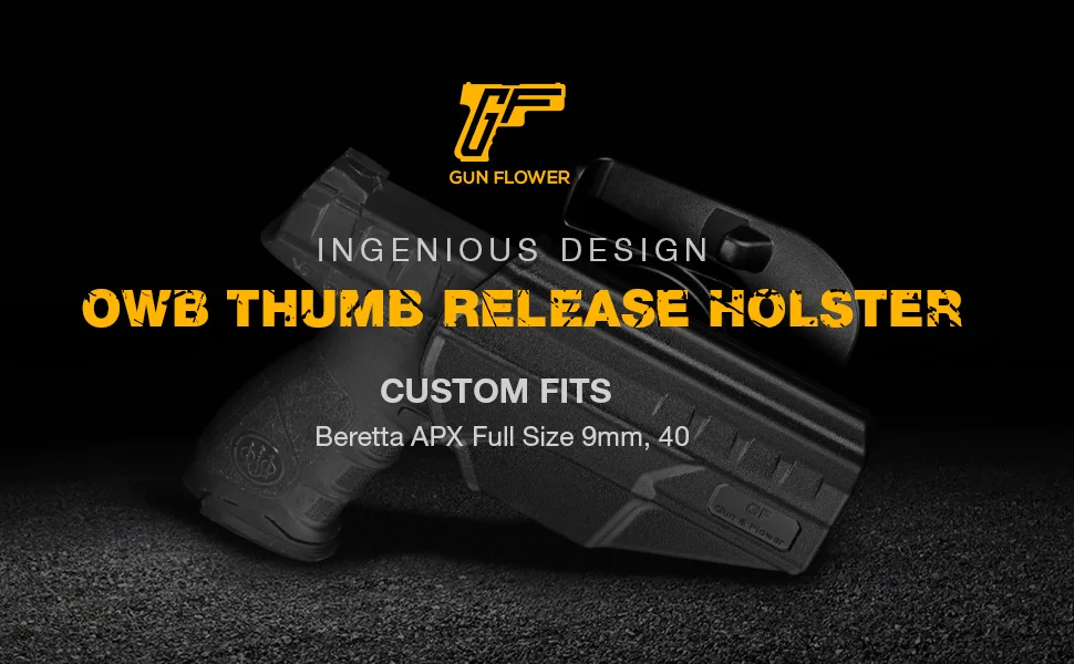 Beretta APX Holster, (Not Fit Beretta APX A1), Thumb OWB Holster Fit Beretta APX Full Size 9mm/.40,Level II Retention/360 Degree