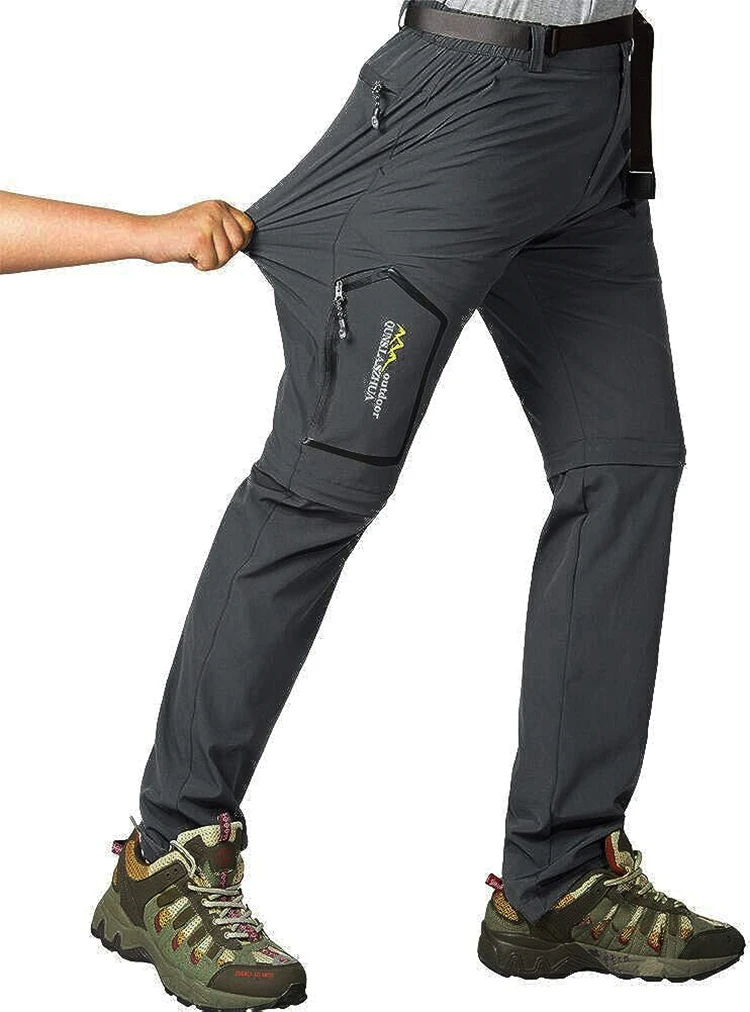 TRVLWEGO Mens Hiking Convertible Pants Waterproof Lightweight Quick Dry Zip Off Fishing Travel Safari Outdoor Cargo Work Trouser