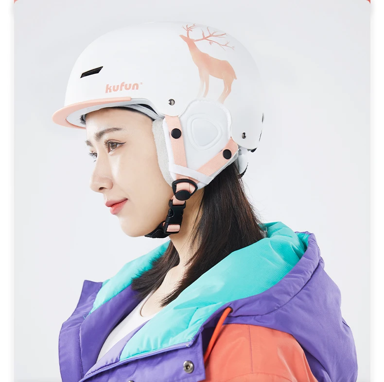 Kufun Ski Helmet Snowboard Winter Sports Cycling Snow Men Women Children Kids Warm Shark Pink Cat Deer White Blue 4-12 Years Old