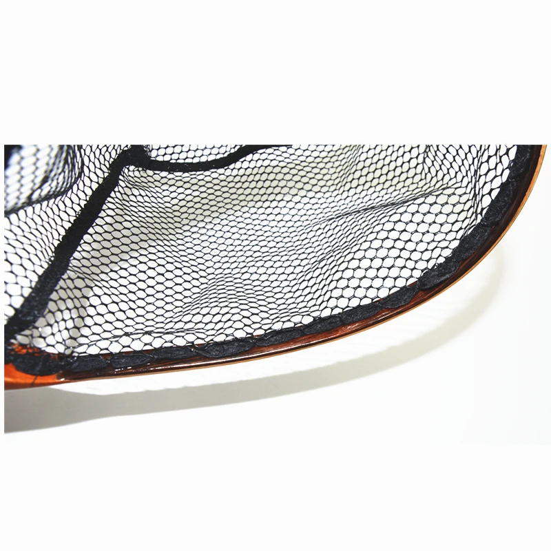 TAKEDO-Fly Fishing Landing Net, Soft Rubber Mesh Trout Net, Cinnamomum Camphora, Wooden Handle Catch and Release Net, TKL003
