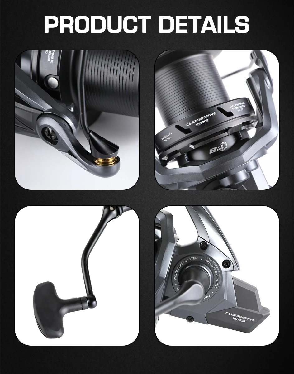 MIFINE CARP SENSITIVE Fishing Reel 12KG Max Drag 8000-10000 Long Cast Distance Spinning Reel 4.4:1 8+1BB Big Spool Carp Fishing