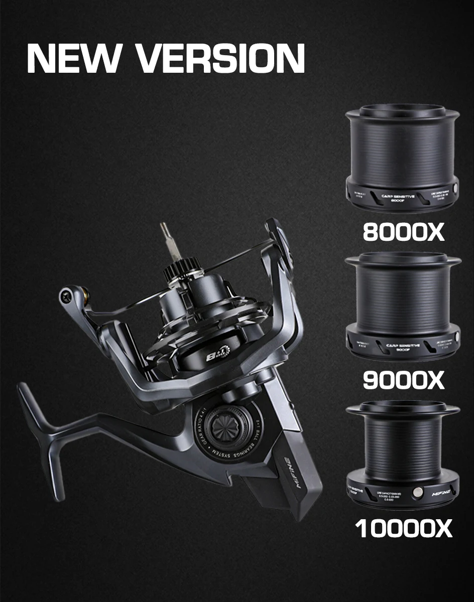 MIFINE CARP SENSITIVE Fishing Reel 12KG Max Drag 8000-10000 Long Cast Distance Spinning Reel 4.4:1 8+1BB Big Spool Carp Fishing