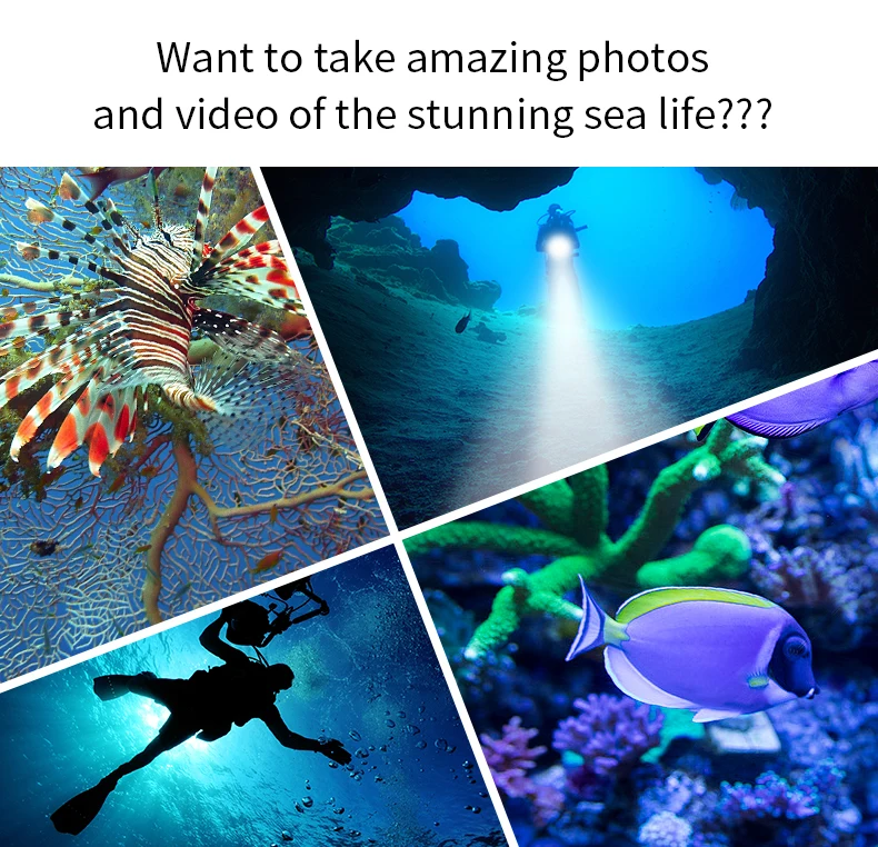 LED Diving Photography Flashlight 30000Lumens Underwater Lighting 100m Waterproof Tactical Torch Snorkel Deep Dives Fill Light