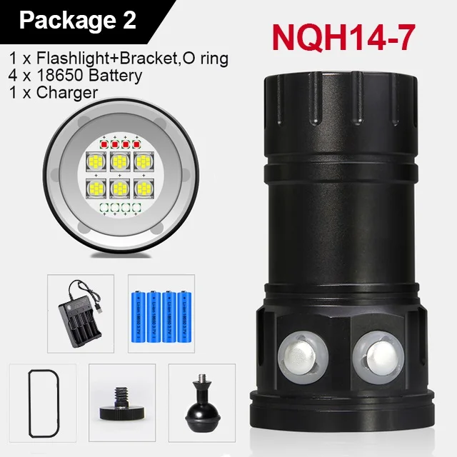 LED Diving Photography Flashlight 30000Lumens Underwater Lighting 100m Waterproof Tactical Torch Snorkel Deep Dives Fill Light