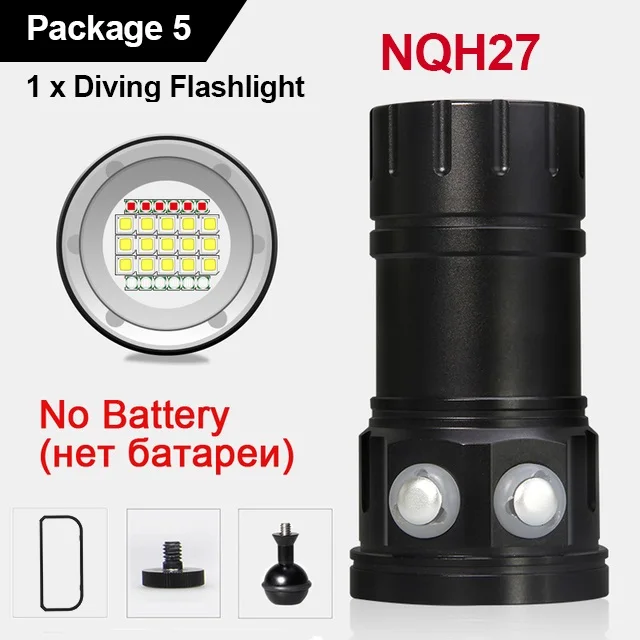 LED Diving Photography Flashlight 30000Lumens Underwater Lighting 100m Waterproof Tactical Torch Snorkel Deep Dives Fill Light
