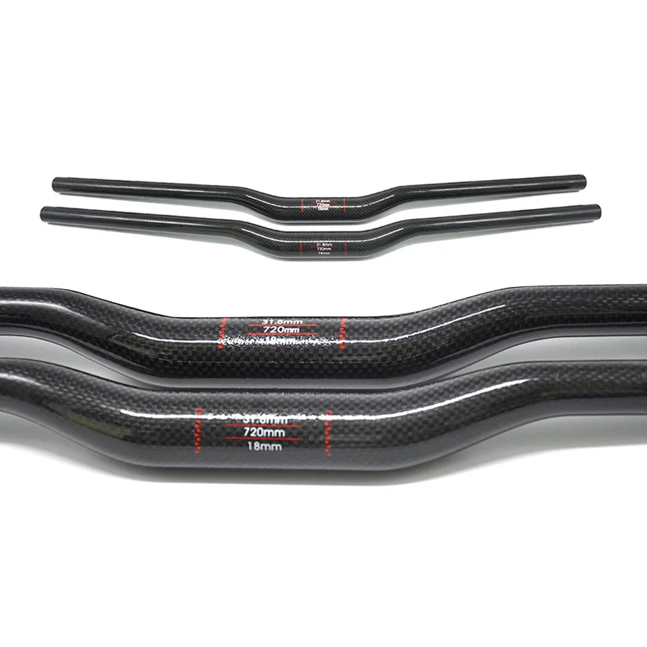 NO TRADEMARK Carbon Handlebar Mountain Bike Bicycle Handlebar Carbon Handlebar MTB 3K 31.8*600 760mm Swallow-Shaped Handlebar