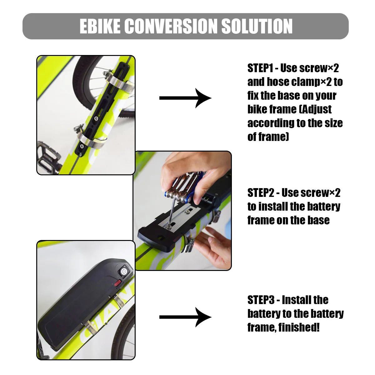 DRIFT MANIAC E-bike Coversion Tool Bicycle Frame Battery Mount For HaiLong 24V/36V