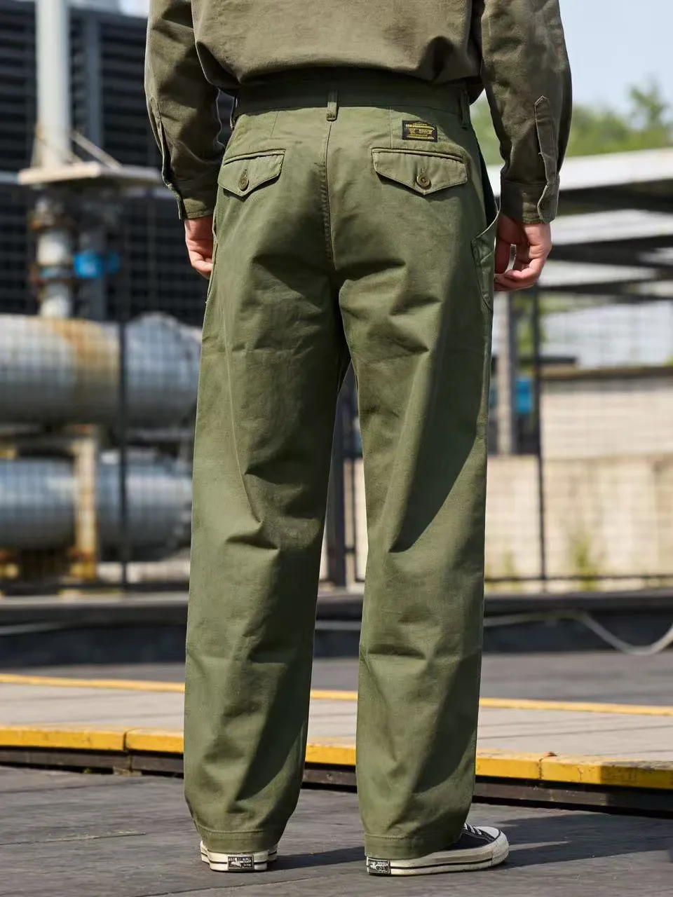 AMEKAJI N-1D Europe Retro Deck Pants Autumn HBT Wide-leg Loose Straight Overalls Outdoor Trekking Camping Tooling Trousers