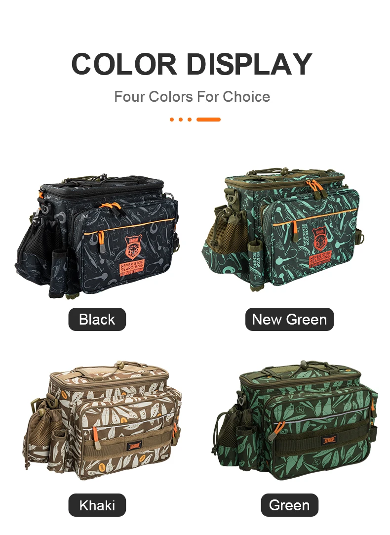 Kingdom Multifunctional Fishing Tackle Bag 44*21*22cm 1000D Nylon Waterproof Large Capacity Outdoor Sport Fishing Shoulder Bag