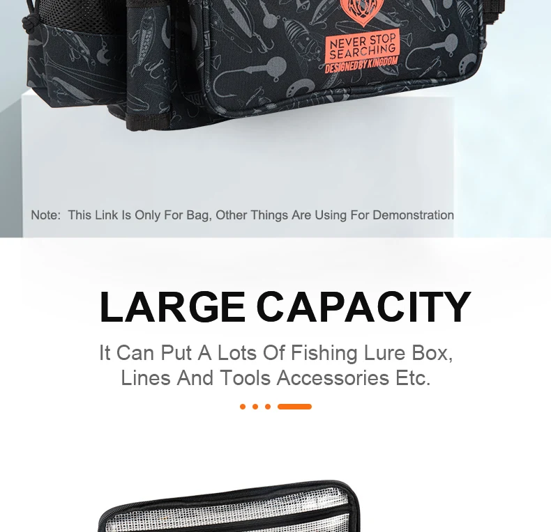 Kingdom Multifunctional Fishing Tackle Bag 44*21*22cm 1000D Nylon Waterproof Large Capacity Outdoor Sport Fishing Shoulder Bag