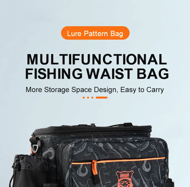 Kingdom Multifunctional Fishing Tackle Bag 44*21*22cm 1000D Nylon Waterproof Large Capacity Outdoor Sport Fishing Shoulder Bag