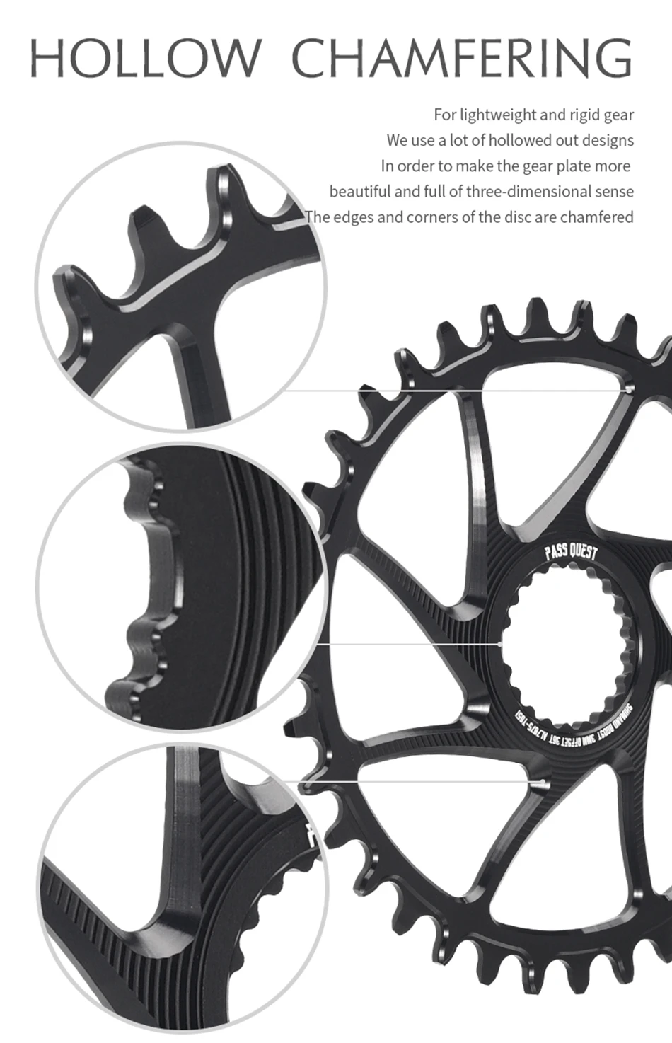 PASS QUEST 3mm Offset for Shimano Boost Direct Mount Chainring 6mm Offset for Shimano Deore M6100 M7100 M8100 M9100 ROUND