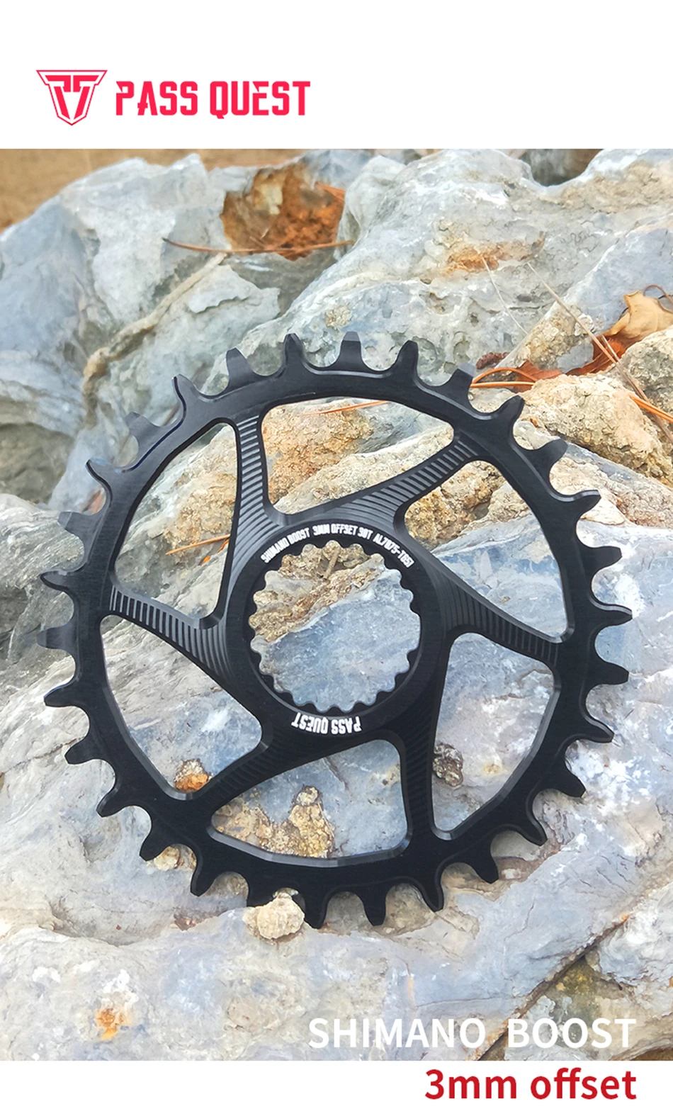 PASS QUEST 3mm Offset for Shimano Boost Direct Mount Chainring 6mm Offset for Shimano Deore M6100 M7100 M8100 M9100 ROUND